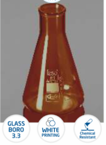 Flask, Amber, Conical, Graduated, (Erlenmeyer) Narrow Mouth